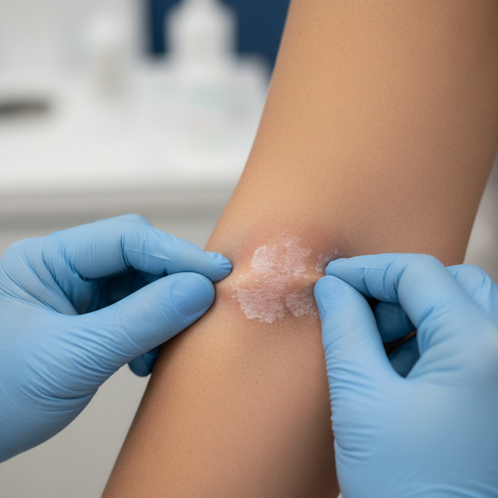 Chronic plaque psoriasis skin